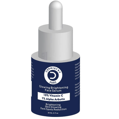 Dermistry Pure 10% Vitamin C 1% Alpha Arbutin Skin Lightening Brightening Glowing Fairness Face Serum Removes Dull Skin Pigmentation Dark Spots Corrects Radiance Repair Sun Damage 30ml
