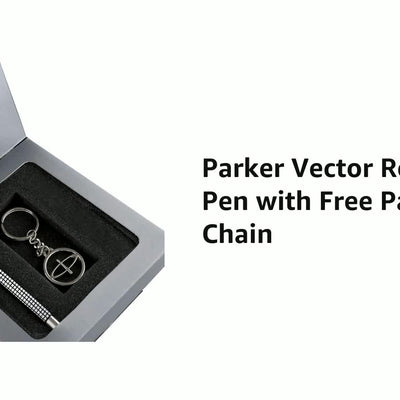 Parker Vector Special Edition Roller Ball Pen Chrome Trim With Keychain Gift Set - Blue Ink, Pack Of 1