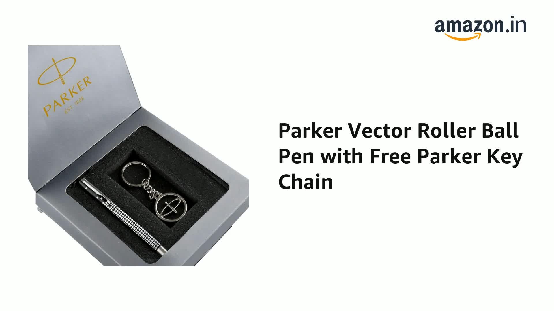 Parker Vector Special Edition Roller Ball Pen Chrome Trim With Keychain Gift Set - Blue Ink, Pack Of 1