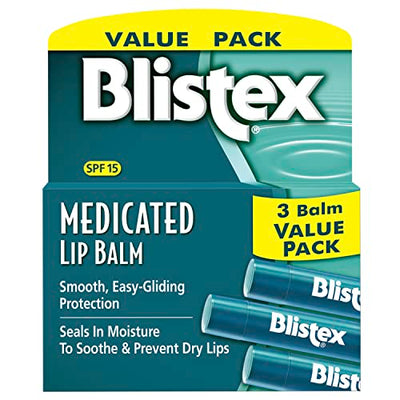 Blistex Medicated Lip Balm SPF 15, 3 Count