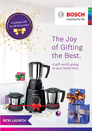 Bosch TrueMixx Black 500 Watt Joy Mixer Grinder, 3 Jars - MGM2133BIN (Indian Plug)