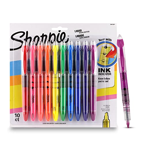 Sharpie Liquid Highlighters, Chisel Tip, Assorted, 10 Markers