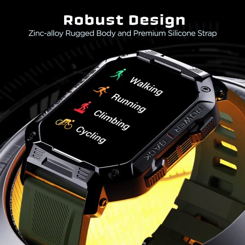 boAt Wave Armour with 1.83 HD Display, Bluetooth Calling, Rugged Design, HR, SpO2 & Sleep Monitoring, Multiple Sports Modes, Multiple Watch Faces(Olive Green with Silver Dial)