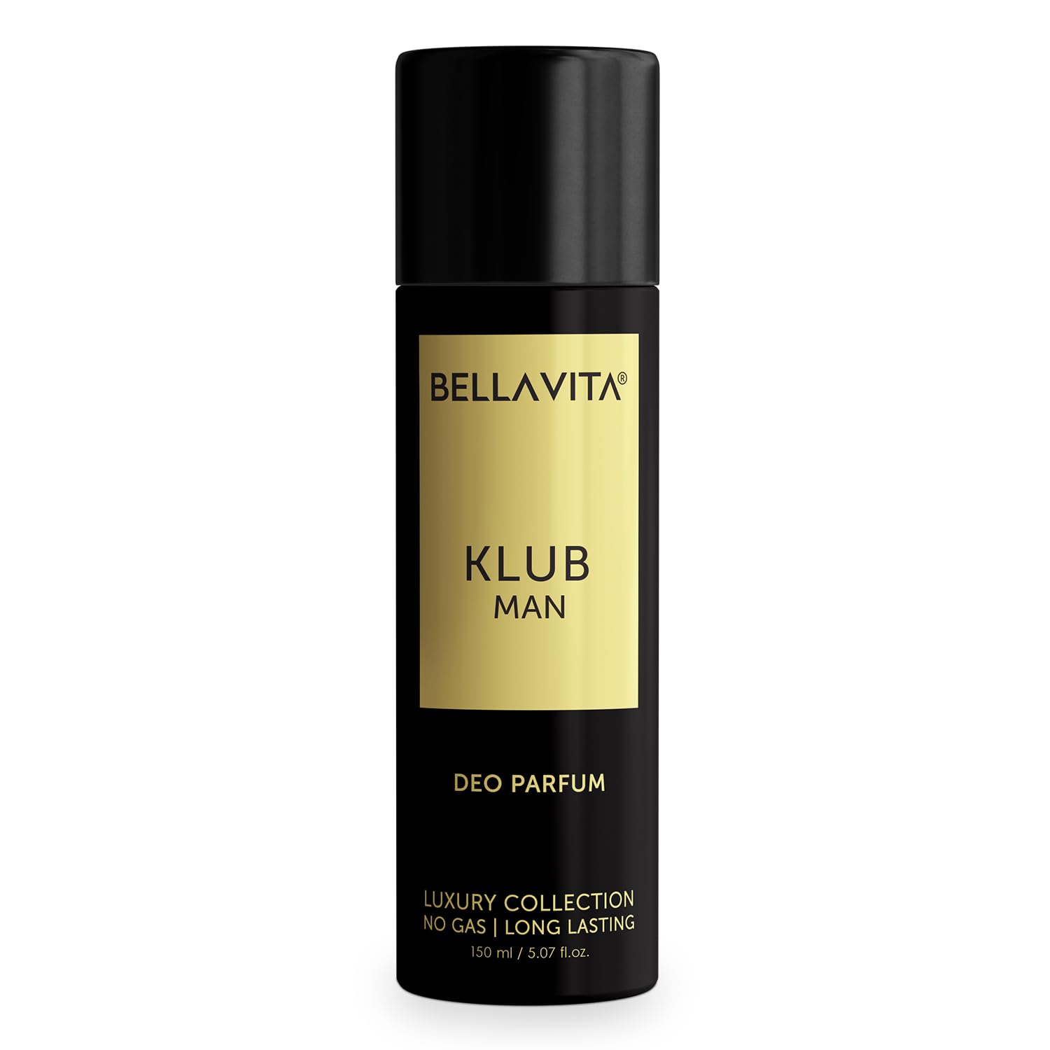 Bella Vita Luxury KLUB Man No Gas Body Deodorant Parfum for Men with Lemon, Rose and Vanilla|Musky and Spicy Long Lasting Body Perfume DEO 150 Ml