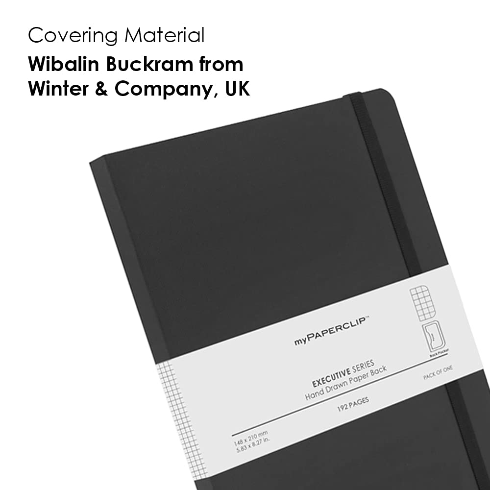 Mypaperclip Executive Series Notebook, A5 (148 X 210Mm, 5.83 X 8.27 In.) Checks, Esx192A5-C Black