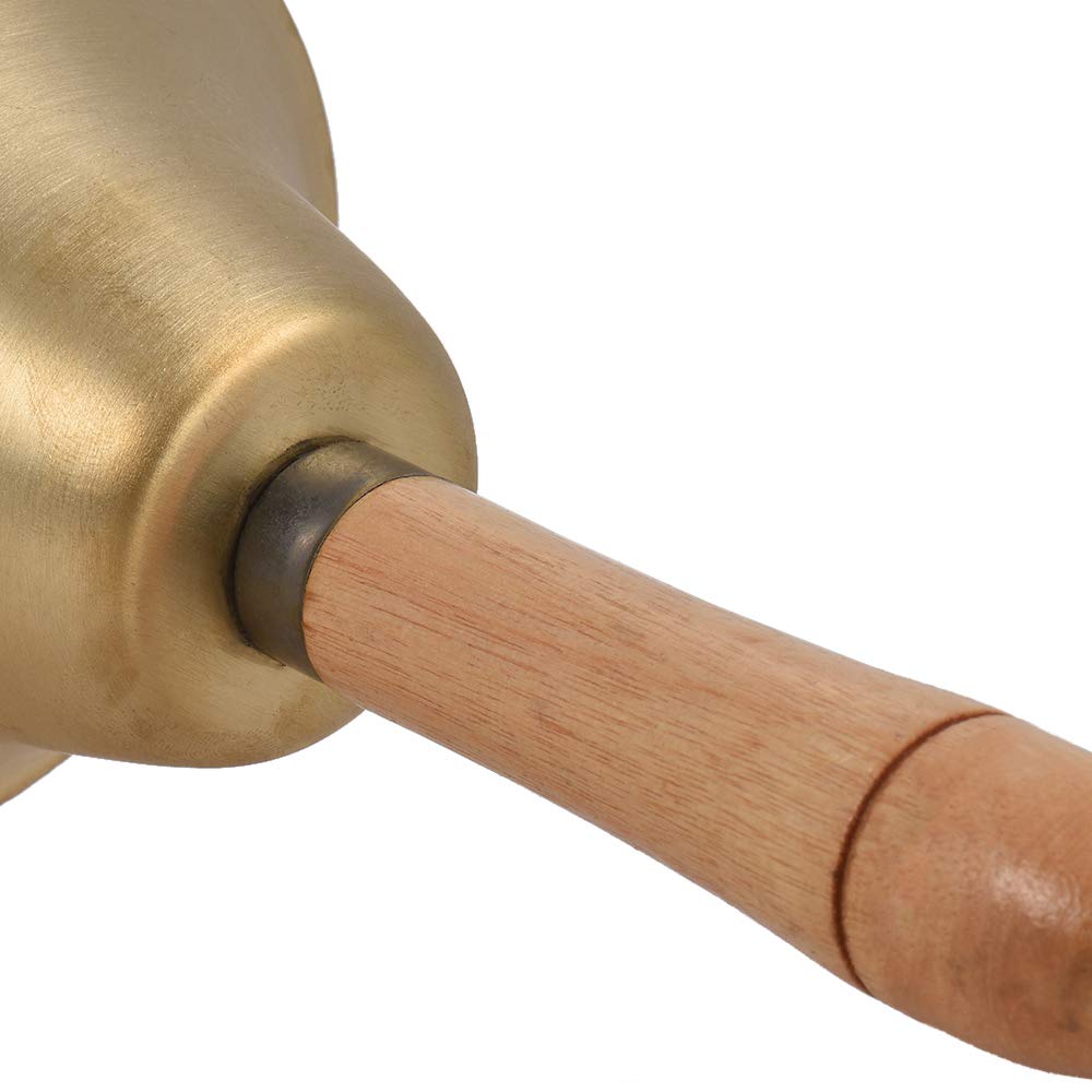 Brass Hand Bell Loud Call Bell Handbell Desk Ringbell with Wooden Handle Festival Decoration Food Line Alarm School Hotel Sercive