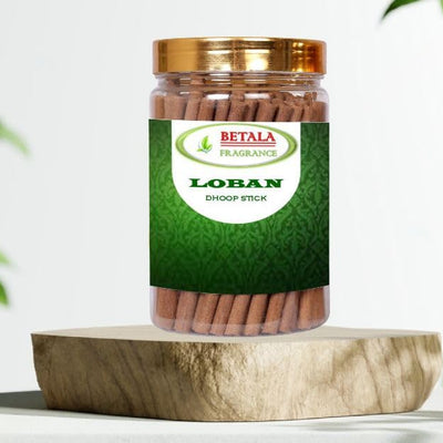 Betala Fragrance Loban Flavour Dhoop Sticks for Pooja, Pack of 200 Gm Dhup Batti with Holder, Agarbatti, Incense Stick, Sandal, Cones, Cup, Sambrani (200 Gm, LOBAN)