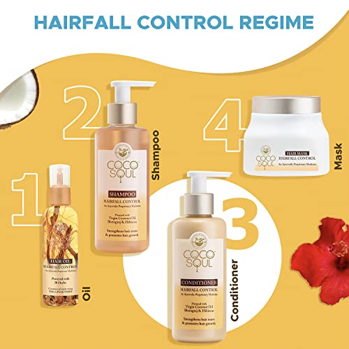 Coco Soul Hair Fall Control Conditioner with Ayurvedic Medicine | 100% Cold Pressed Virgin Coconut Oil | Bhringraj & Hibiscus | Sulphate & Paraben Free | From Makers of Parachute Advansed | 200 ml