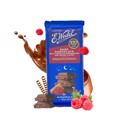 5x Wedel Dark Choc With Raspberry & Wafers Bar 80G  each - Pack of 5