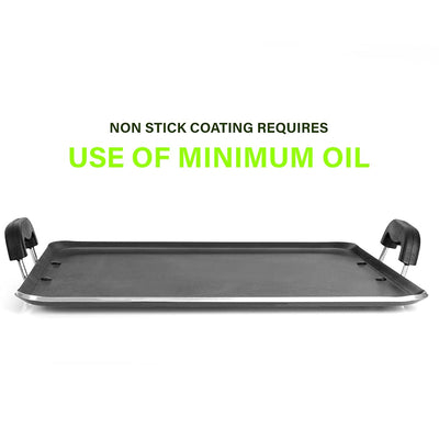 Blueberry's Nonstick Tawa, Dosa Roti Chapati Pathiri Tawa, Large Rectangular Aluminium Body, 38cm x 33cm with 4mm Thickness -Black (Pathiri Tawa)