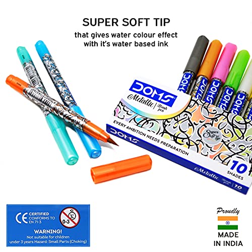 Doms Metallist Series Metallic Brush Pen -10 Assorted Shades