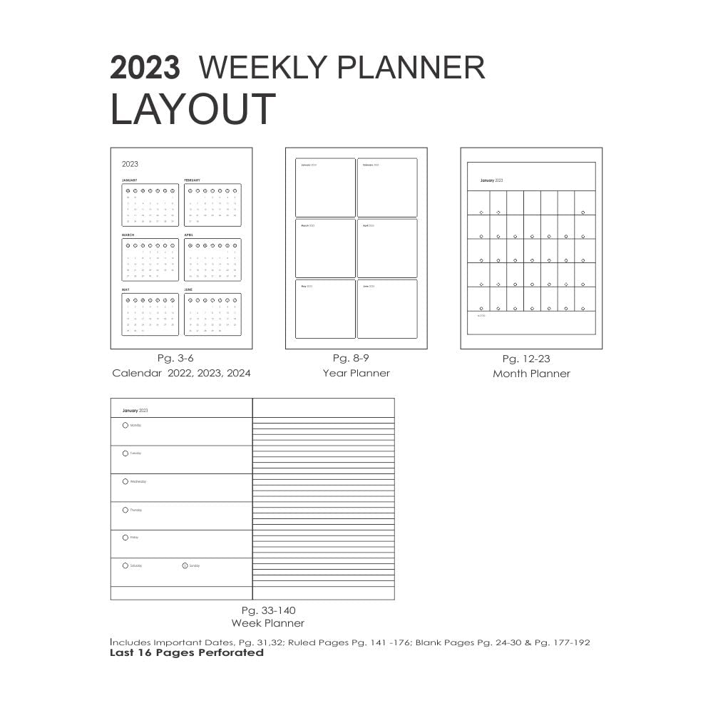 Mypaperclip 2023 Weekly Planner, Section Thread Bound, Hand Drawn Paper Back , A5 (148 X 210 Mm, 5 X 8.27 In), 2023-Weekly_Planner-D1_Amethyst