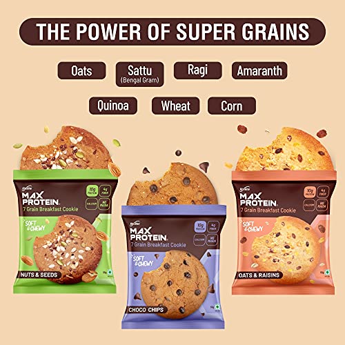 RiteBite Max Protein 7 Grain Breakfast Cookies|Assorted,Pack Of 6 (330G)
