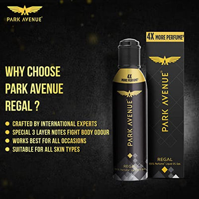 4x Park Avenue Regal NO GAS Premium Perfume For Men Long Lasting Fragrance Pack of 4 - 130ml each