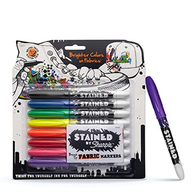 Stained - Sharpi+C10E Brush Tip Fabric Marker, Assorted, 8 Markers