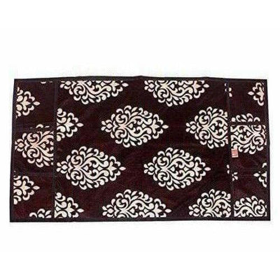 Floral Design Fridge Top Cover with 6 Utility Pockets - Brown Color