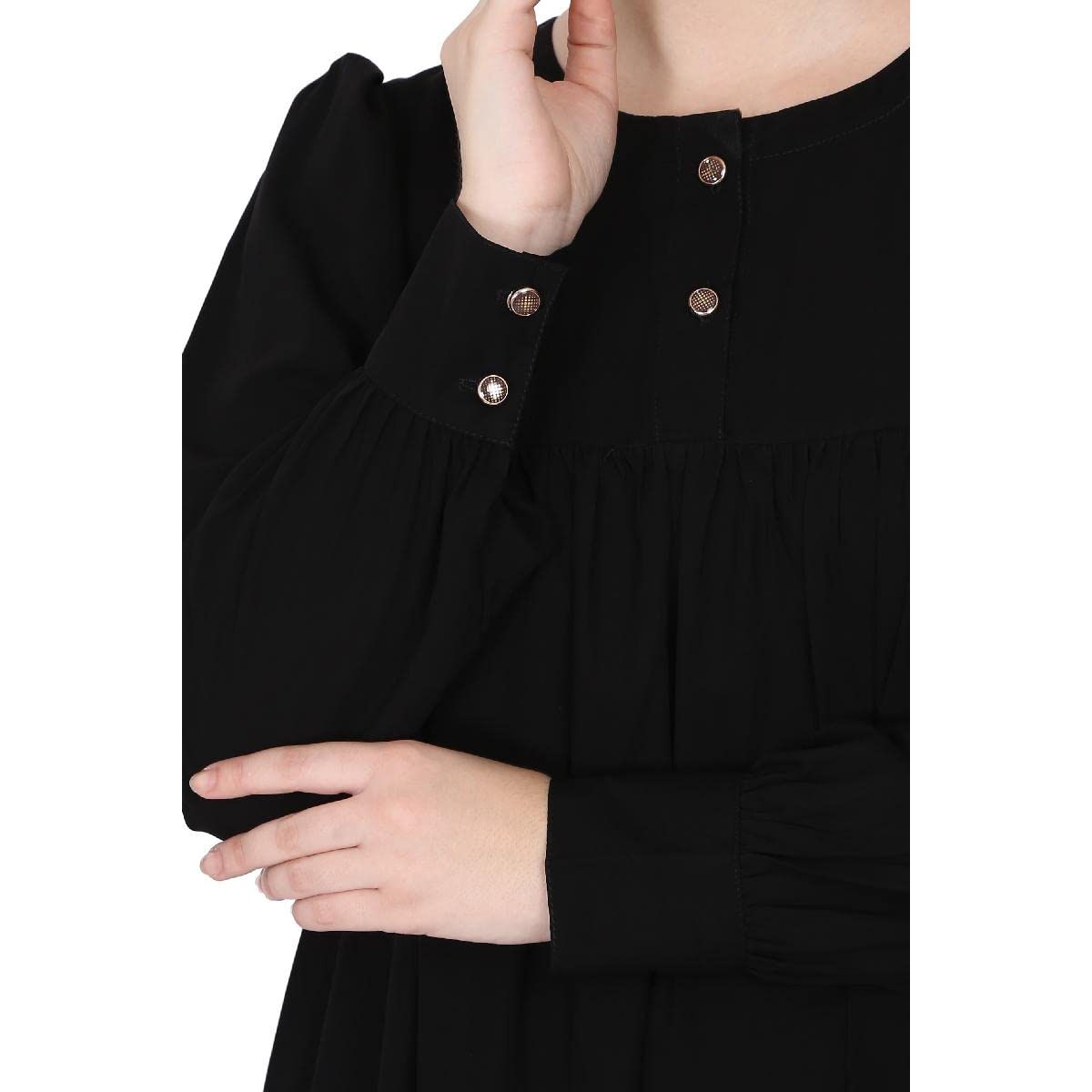 BT - Being Traditional Women’s Pleated Abaya Made in Nida Matte Fabric with Cuff Sleeves (3XL, Black)