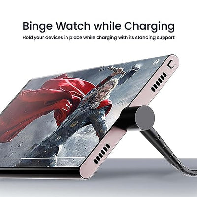 Ambrane Type C Standing cable, 3A Fast Charging, Perfect for Holding Mobile while Charging/Binge-Watching & 480 Mbps Data Sync Cable Compatible with all Type C Devices 1.5m (ABSC-15 Black)