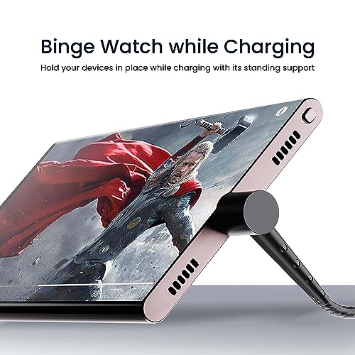 Ambrane Type C Standing cable, 3A Fast Charging, Perfect for Holding Mobile while Charging/Binge-Watching & 480 Mbps Data Sync Cable Compatible with all Type C Devices 1.5m (ABSC-15 Black)