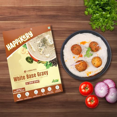 Happikery All Purpose White Cashew Masala Gravy Base 1Kg (Veg Mix, Upto 5-7 Servings) | Ready to Cook Gravy Paste with Blended Spices| No Preservatives or Artificial Colors|Indian and Mughlai Delicacies | Ready in 3 min