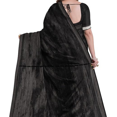biswa bangla - where the world meets Handwoven Zari Silk Saree with Tassel with Unstiched Blouse Piece |Suitable For Wedding,Party and Festivals Ideal gift for women(5.5 Metres Saree_Black