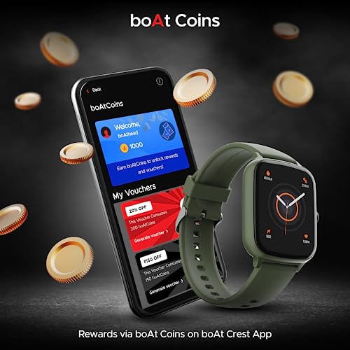 boAt Wave Style Call Smart Watch with Advanced BT Calling Chip,DIY Watch Face Studio, Coins, 1.69" HD Display, Health Ecosystem, Live Cricket Scores, Quick Replies, HR & SpO2(Olive Green)