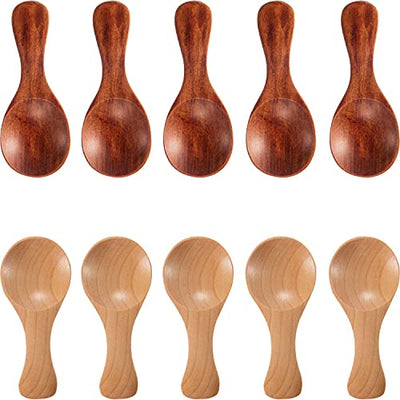 Craftland Wooden Spice/Masal Small Spoon for Tea Coffee Sugar Condimants & Small Containers/Jar (Set of 6 (Brown)),7.7 centimeter