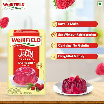 Weikfield Jelly Crystals | Raspberry Flavour| 90g Carton