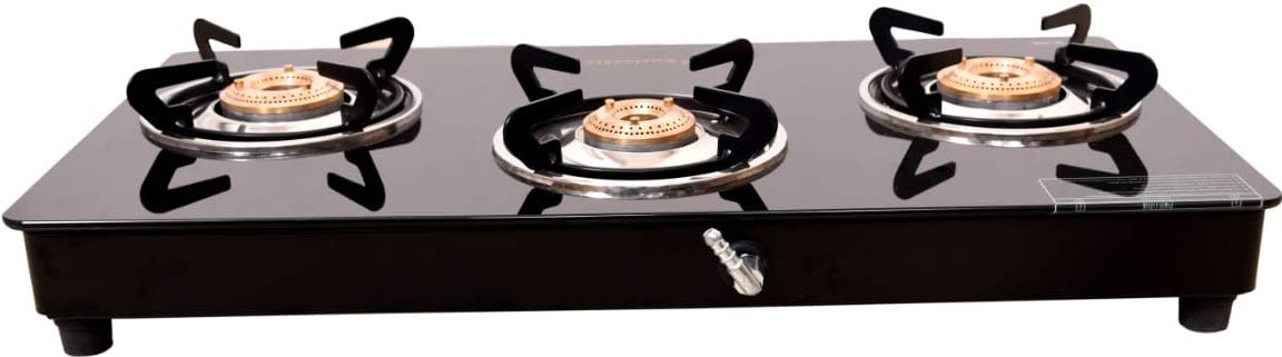 Butterfly Smart Glass 3 Burner Gas Stove & Butterfly Rhino Plus Wet Grinder, 2L (Grey), 150W