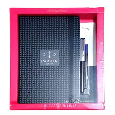 Parker Beta Premium Roller Ball Pen with A5 Houndstooth Print Notebook - Blue Ink, Pack Of 1