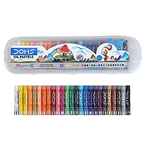 Doms Non-Toxic 9Mm Oil Pastel Set In Plastic Case - 25 Assorted Shades