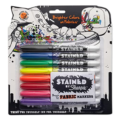 Stained - Sharpi+C10E Brush Tip Fabric Marker, Assorted, 8 Markers