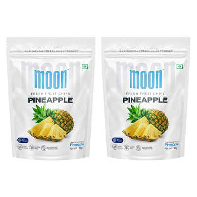 Moon Freeze Dried Pineapple Chips | Healthy Pineapple Snack | 100% Natural, Vegan, No Preservatives, No Added Sugar | 16 Gm | Moon_Pineapple_Chips | (16Gm) Pack of 2