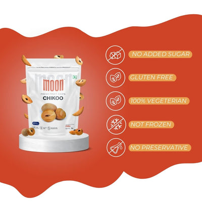 Moon Freeze Dried Chikoo | Healthy Chikoo Snack | 100% Natural, Vegan, No Preservatives, No Added Sugar | 16Gm | Pack of 01