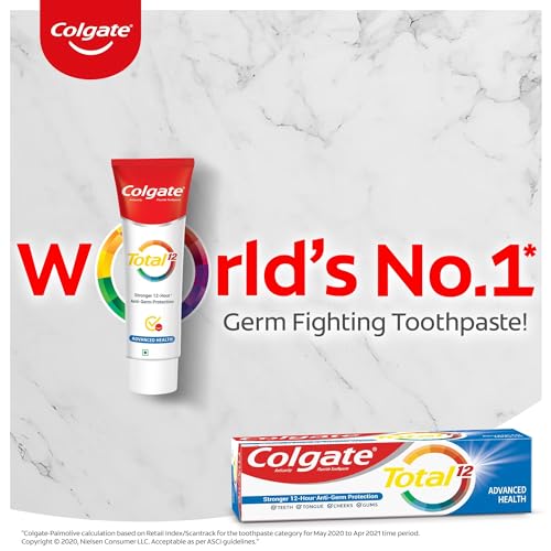Colgate Total 300gm (2 x 150gm) Advanced Health Antibacterial Toothpaste, Tooth Paste with 12-Hour Anti-Germ Protection, Whole Mouth Health, World's No. 1* Germ-fighting Toothpaste (Combo Pack Offer)