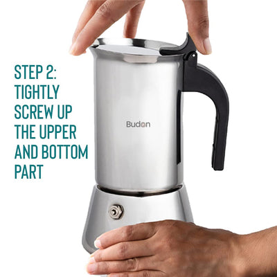 Budan Induction Moka Pot 6 Cup Stainless Steel Espresso Maker, stovetop coffee maker