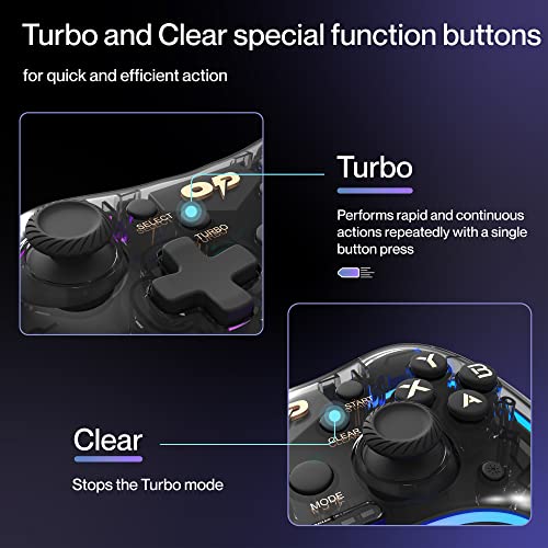 Ambrane Wireless Gaming Controller with Transparent Design, 2.4GHz Wireless Technology, Integrated Dual Intensity Motor, Illuminated Pad for PC - Windows, PS3 Console & Android TV(OP-WLGC01, Black)