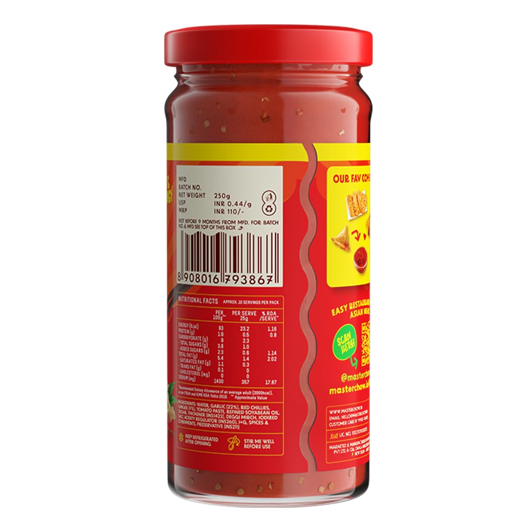 MasterChow Momo Chutney (250g) | Street Style Momos Chutney - Spicy Dipping Sauce | Made with Garlic & Red Chillies
