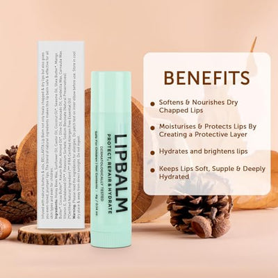 Bella Vita Organic Lip Balm NicoBalm 2 Pack For Women,Men, Boys & Girls To Hydrate Dry, Chapped, Damaged Lips & Get Baby Lips | Pre Smoke Balm | Pre Lipstick Balm, 4 gm Each Transparent