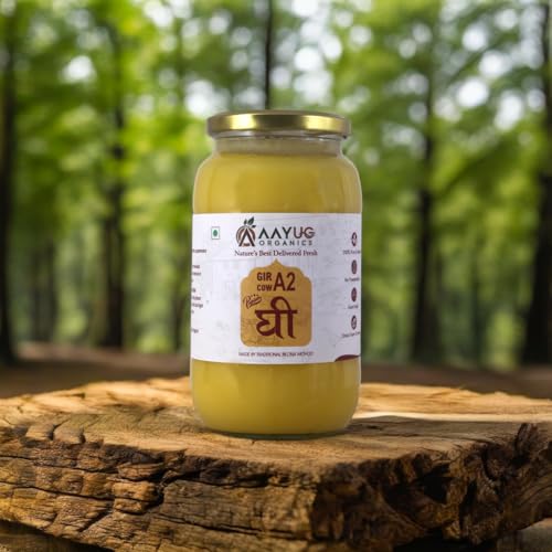 A2 Gir Cow Ghee (1 litre) | Traditional Bilona Method A2 Cow Ghee | Grassfed, Pure and Healthy Gir Cow Ghee (Glass Bottle - 1 litre)