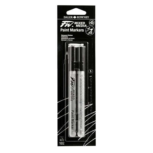 Daler-Rowney Fw 1-2Mm Mixed Media Paint Marker Set (2 X Small Barrels- Hard Point Nibs)