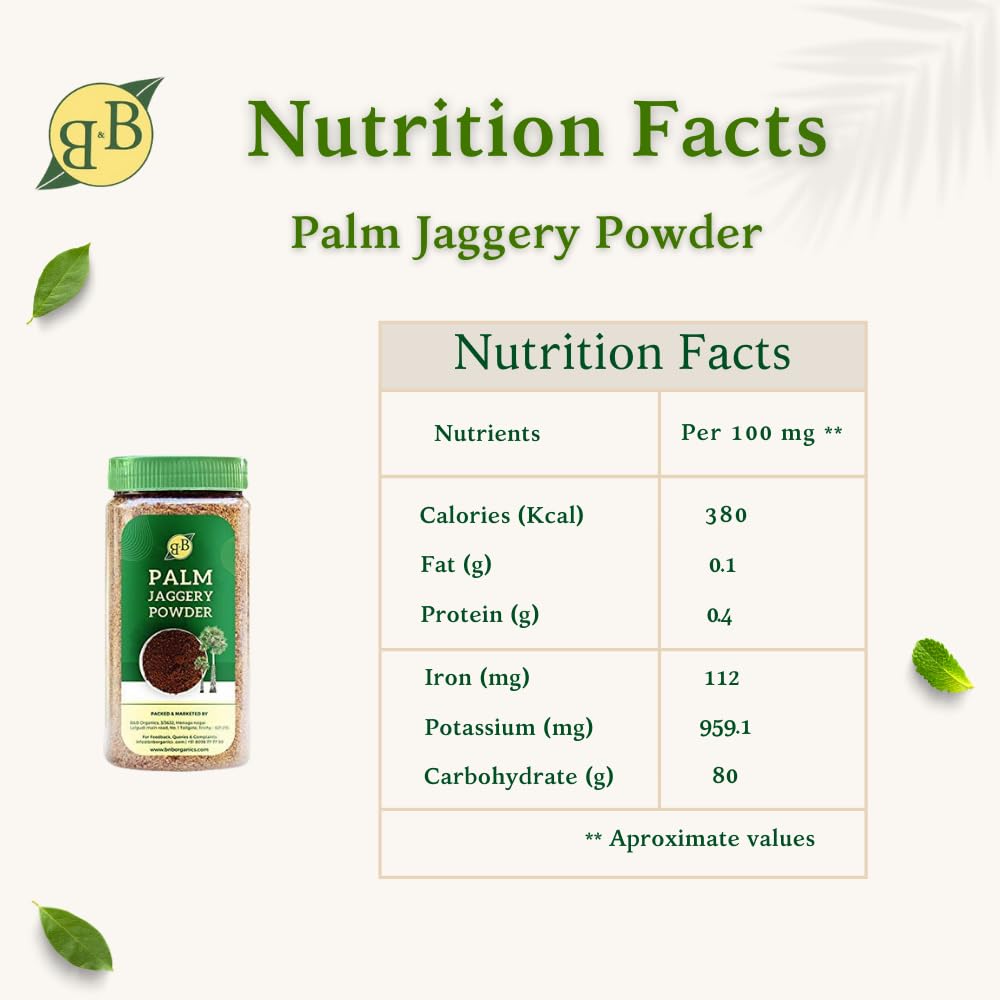 B&B Organics Karupatti/Palm Jaggery Powder - 1 kg/Traditional Palm Jaggery powder/Karupatti Thool