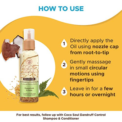 Coco Soul Dandruff Control Hair Oil with Virgin Coconut | Amla | Shatavari & Karanja Oil - Makers of Parachute Advansed | 95ml