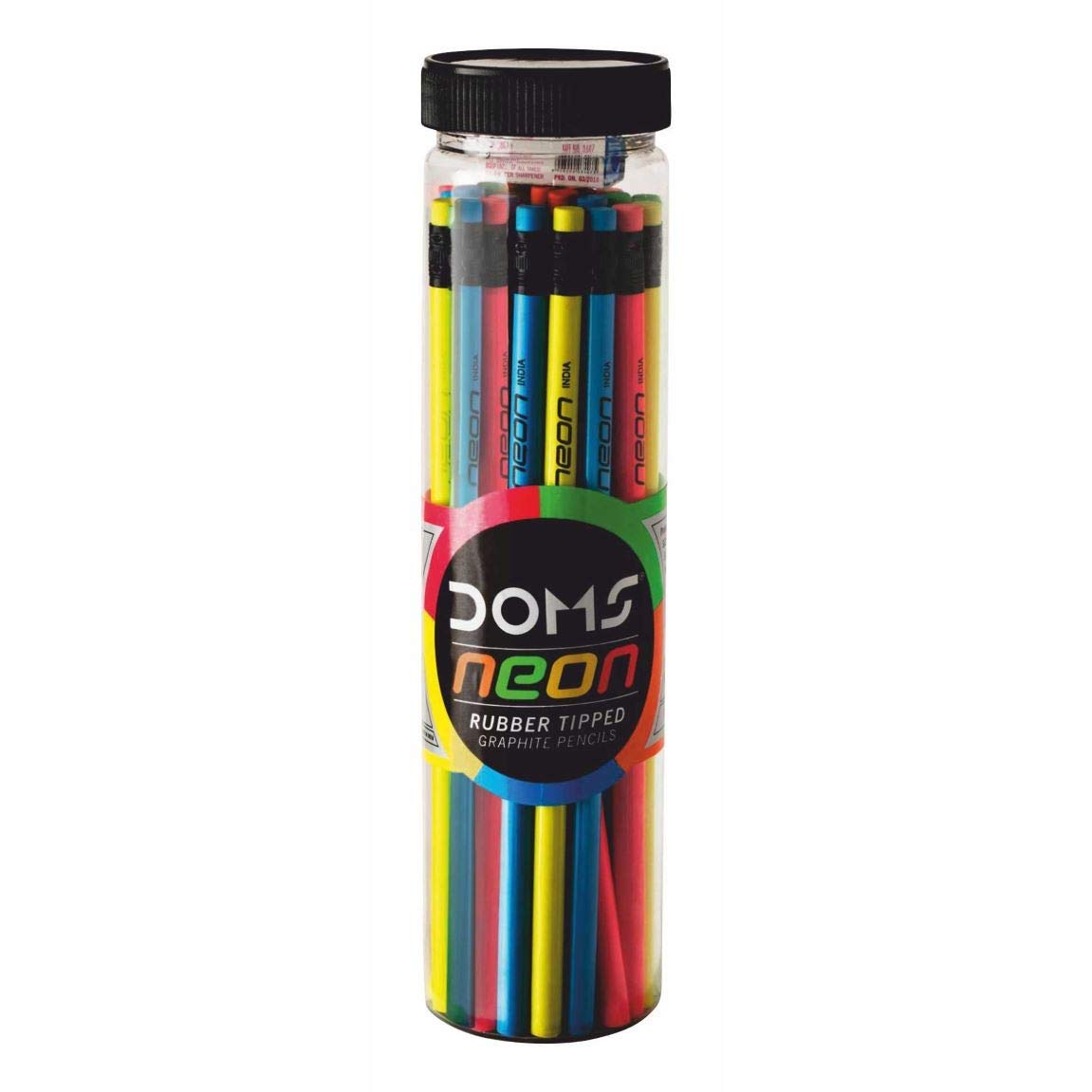 Doms Neon R/T Black Lead Wooden Pencil Jar