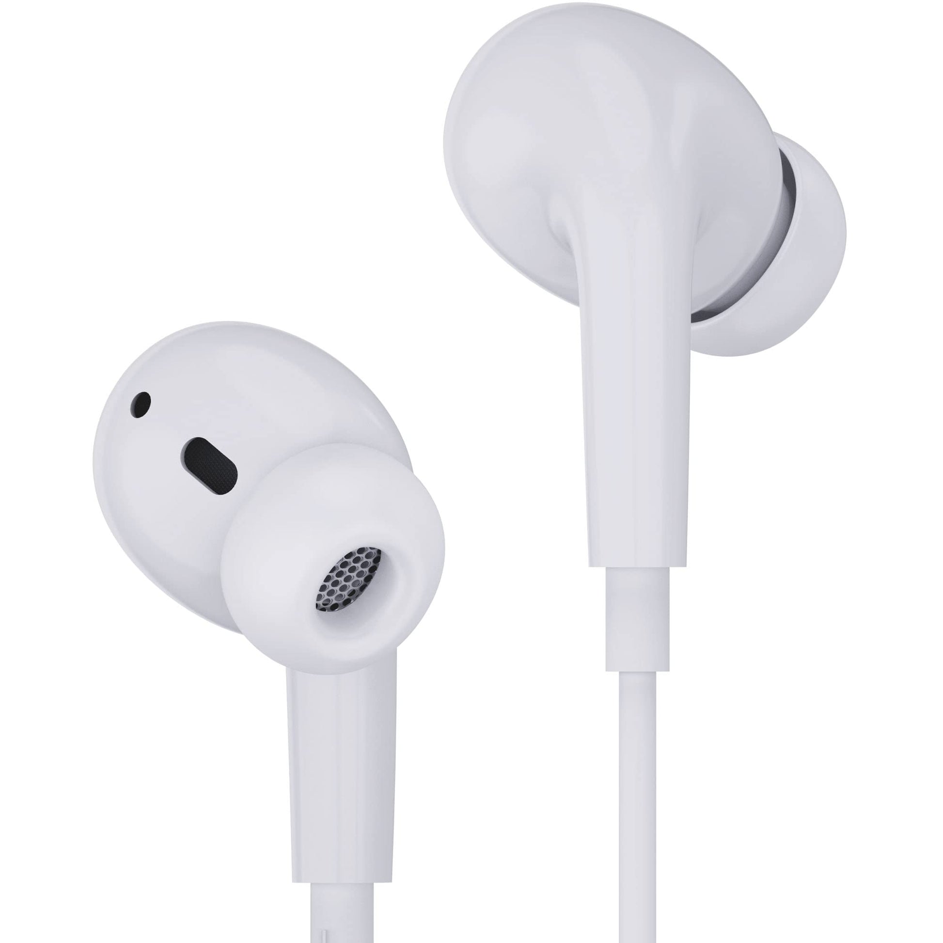 Ambrane Wired in Ear Earphones with in-line Mic for Clear Calling, 12mm Dynamic Drivers for BoostedBass™, 3.5mm Jack, Multi-Functional Controller (Stringz 74, White)