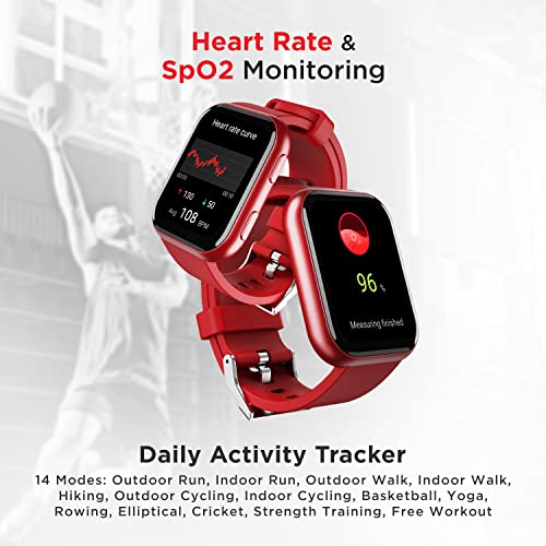 boAt Blaze Smart Watch with 1.75” HD Display, Fast Charge, Apollo 3 Blue Plus Processor, 24x7 Heart Rate & SpO2 Monitor, Multiple Watch Faces, Multiple Sports Modes & 7 Days Battery Life(Raging Red)