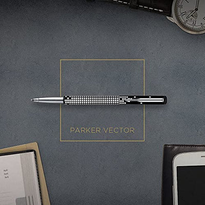Parker Vector Special Edition Roller Ball Pen Chrome Trim With Keychain Gift Set - Blue Ink, Pack Of 1