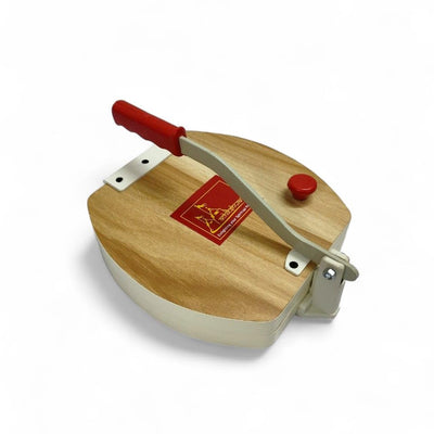 Achleshwar Wooden Manual Heavy Round Wooden Board Papad-Puri-khakhra Press Maker Plywood Machine with Iron Handle Roti Maker Press Machine with Handle for Kitchen Home (11 Inch)