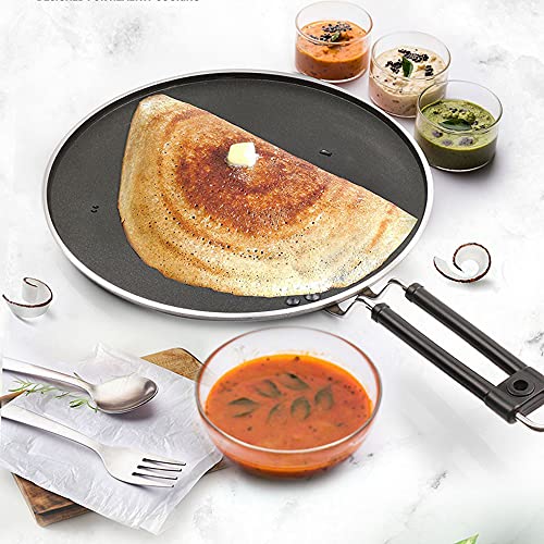 Milton Pro Cook Black Pearl Induction Non-Stick Flat Tawa, 32 cm, Grey