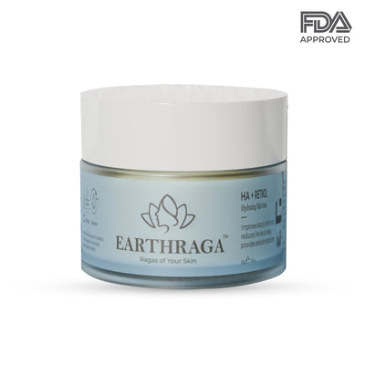 EARTHRAGA Anti Ageing & Skin Brightening HA+Retinol Night Cream with Niacinamide and Aquaxyl 50 gm | Locks Moisture In Skin | Reduces Pores | Evens Skin-Tone